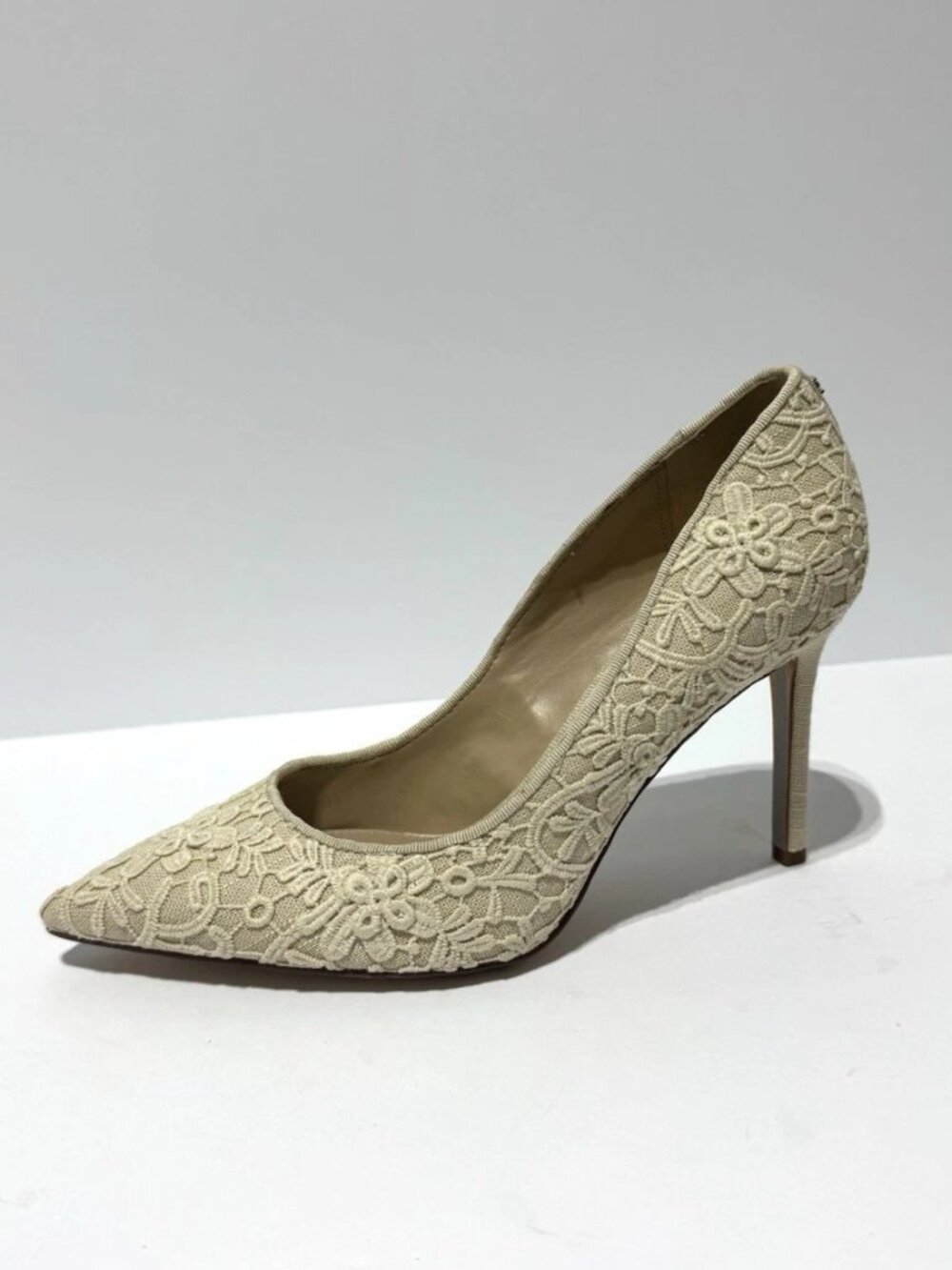 Sam Edelman Womens Hazel Pump Heels Ivory Lace Size 6.5W